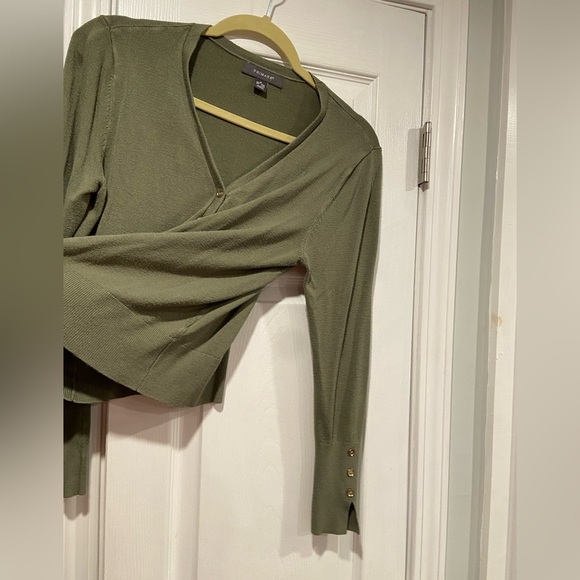 Primark Size M Sage Green Long Sleeve Gold Button V Neck Lightweight Cardigan - Picture 6 of 11